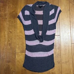 Vintage Bebe Y2K Striped V-Neck Sweater Size L Fitted Stretch Grunge Retro